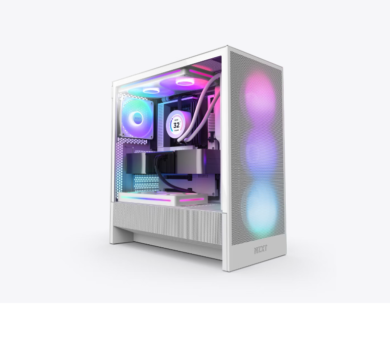 NZXT CC-H52FW-R1 H5 FLOW RGB Mid Tower Ultra-Clear TG White Ratail