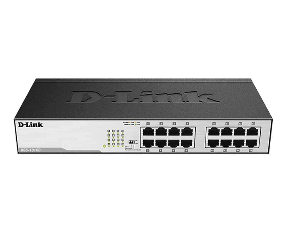 D-Link DGS-1016D 16P 10 100 1000 Gigabit Swith Rackmount Desktop