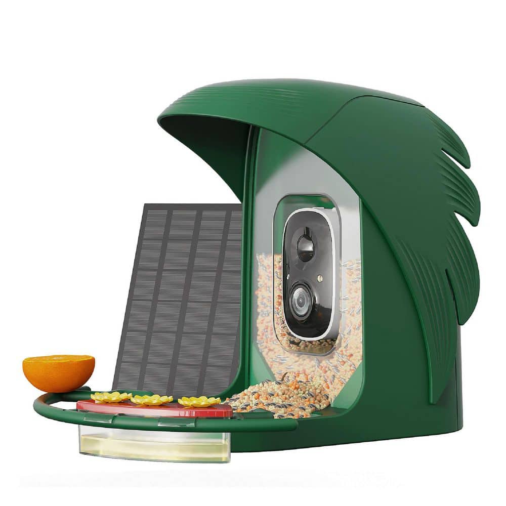 PerchMe Camera SF-BF-FG01 Smart Bird Feeder w Camera Solar Powered ForestGreen