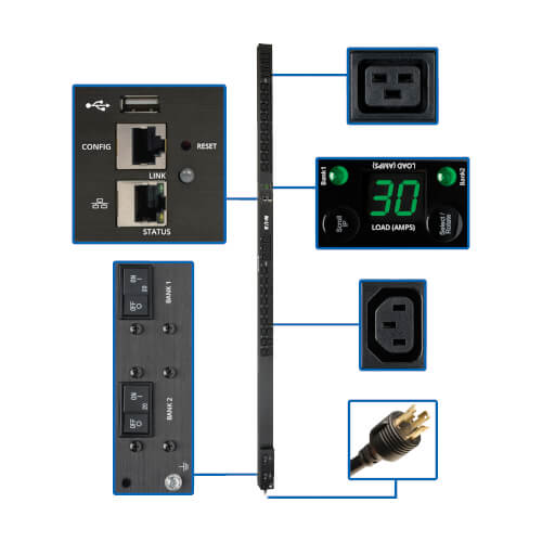 TRIPP Eaton 5.5Kw Single-Phase Monitored Pdu, Lx Interface, 208/230V Outlets (36 C13/6 - PDUMNV30HV2LX