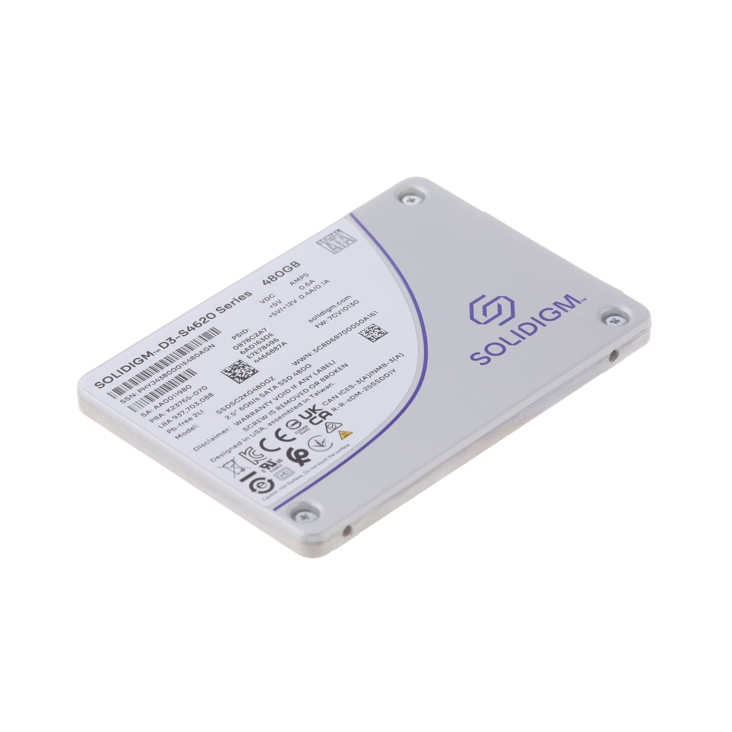 Solidigm SSDSC2KG480GZ1Z D3-S4620 480GB 2.5 SATA 6Gb s 3D4 TLC Bare