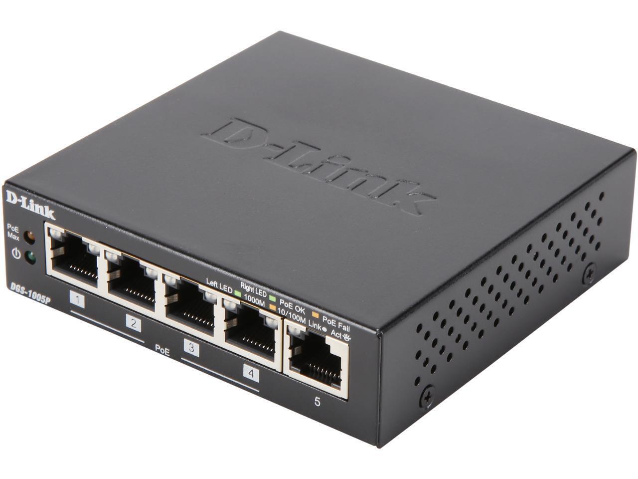 D-Link Nt Dgs-1005p 5-Port Gigabit Unmanaged Switch With 4 Poe Ports Retail D-Link