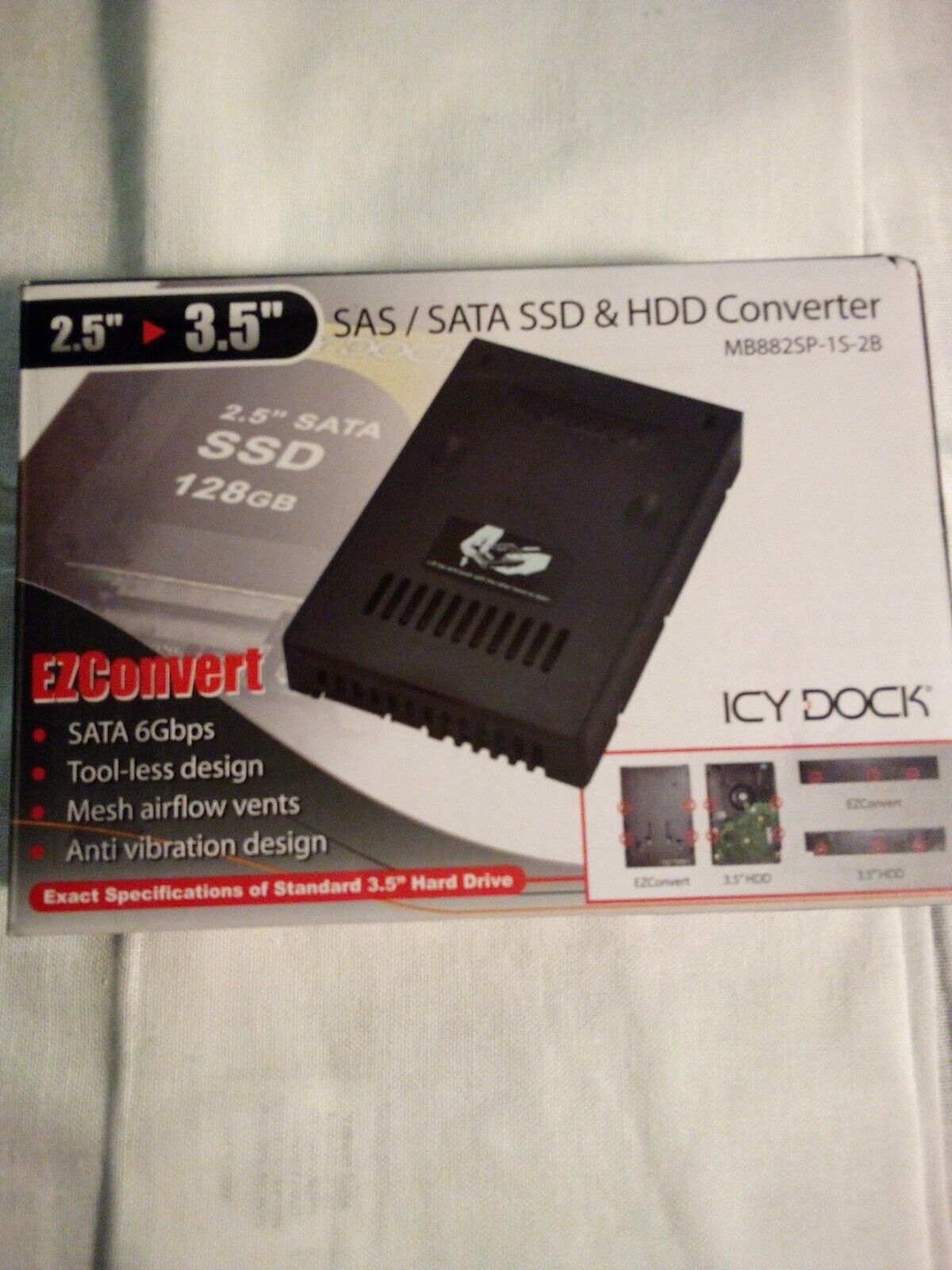 ICY DOCK MB882SP-1S-2B 2.5 to 3.5inch SSD SATA Hard Drive Converter Retail