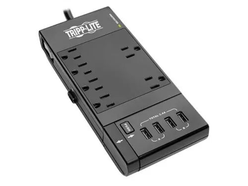 Tripp-Lite SURGE TLP66USBR 6Outlet 6ft 1080 Joules 120V 60Hz NEMA 4xUSB PT BK Tripp-Lite