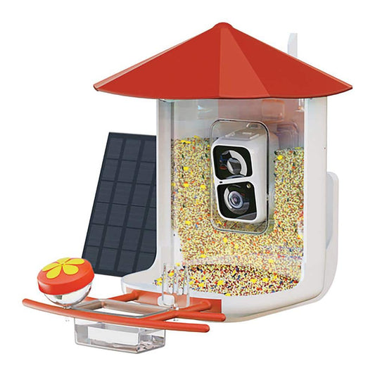 PerchMe Camera SF-BF-VC01 Smart Bird Feeder w AI Camera&Solar Panel Vermillion