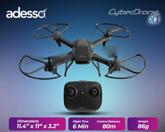 Adesso CyberDrone X1 - Entry-Level Drone with Altitude Hold & Headless Mode