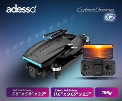 Adesso CyberDrone X2 - Drone with 1080P FPV Camera & Gimbal