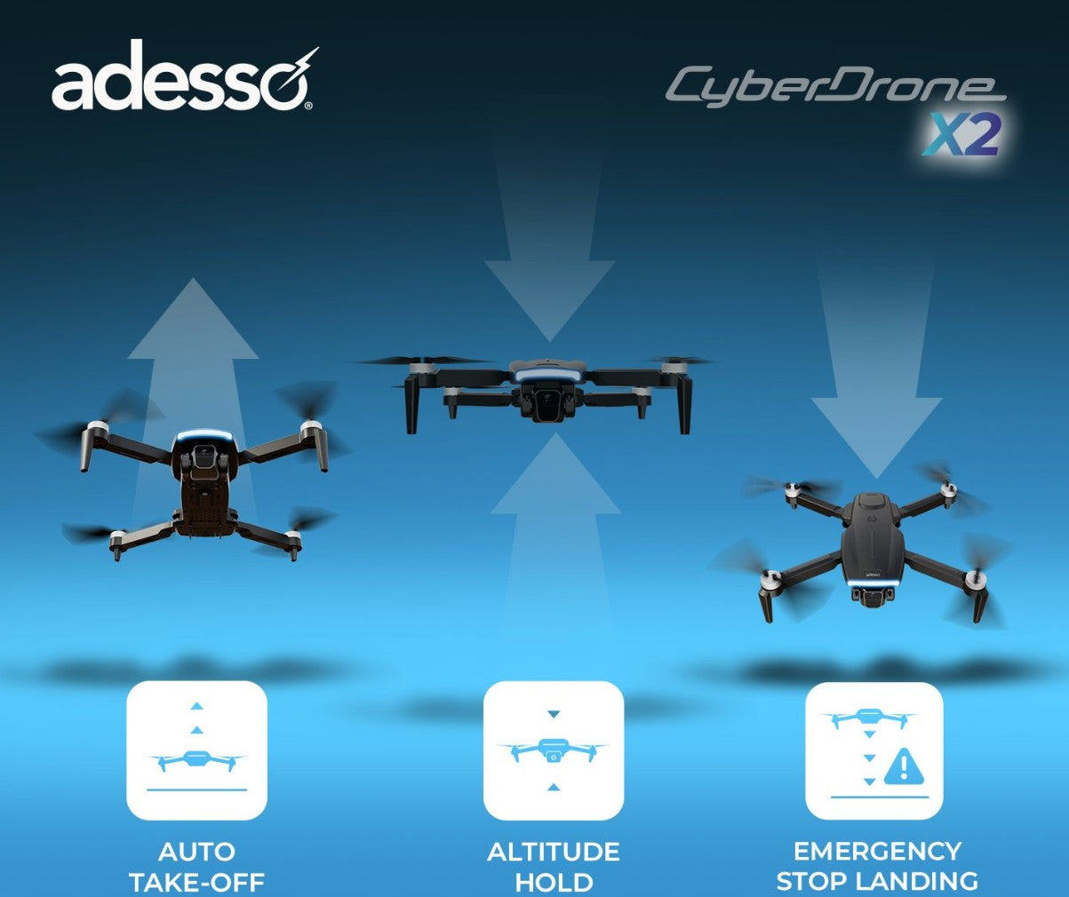 Adesso CyberDrone X2 - Drone with 1080P FPV Camera & Gimbal