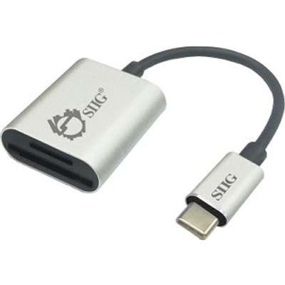 SIIG AC JU-MR0F12-S1 USB-C 2-in-1 Card Reader For SD & Micro SD Silver Retail SIIG