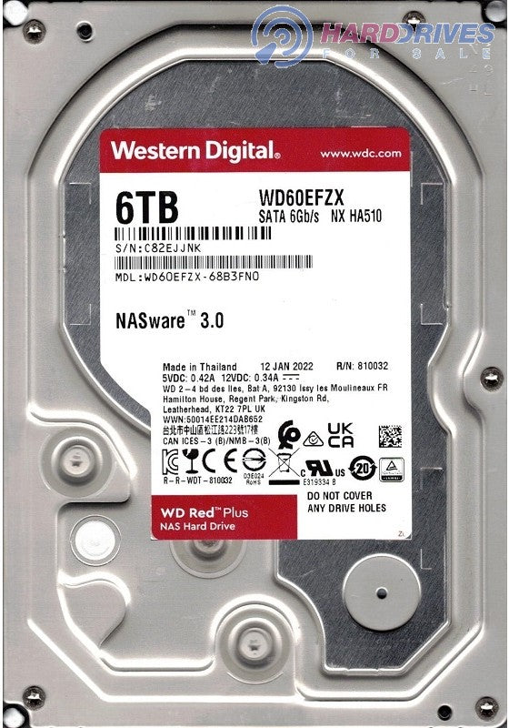 Western Digital HD WD60EFZX 6TB 3.5 SATA WD Red Plus NAS Bulk