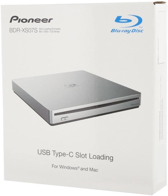 Pioneer Slim Bdrw Dvdrw Bdr-Xs07s Ext 6x Usb 3.1 Sp Bdxl and M-Disc Format Rtl Pioneer