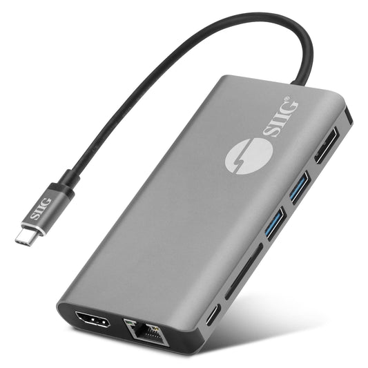 SIIG AC JU-DK0F11-S1 USB-C MST Video with Hub LAN & PD 3.0 Dock Brown Box SIIG