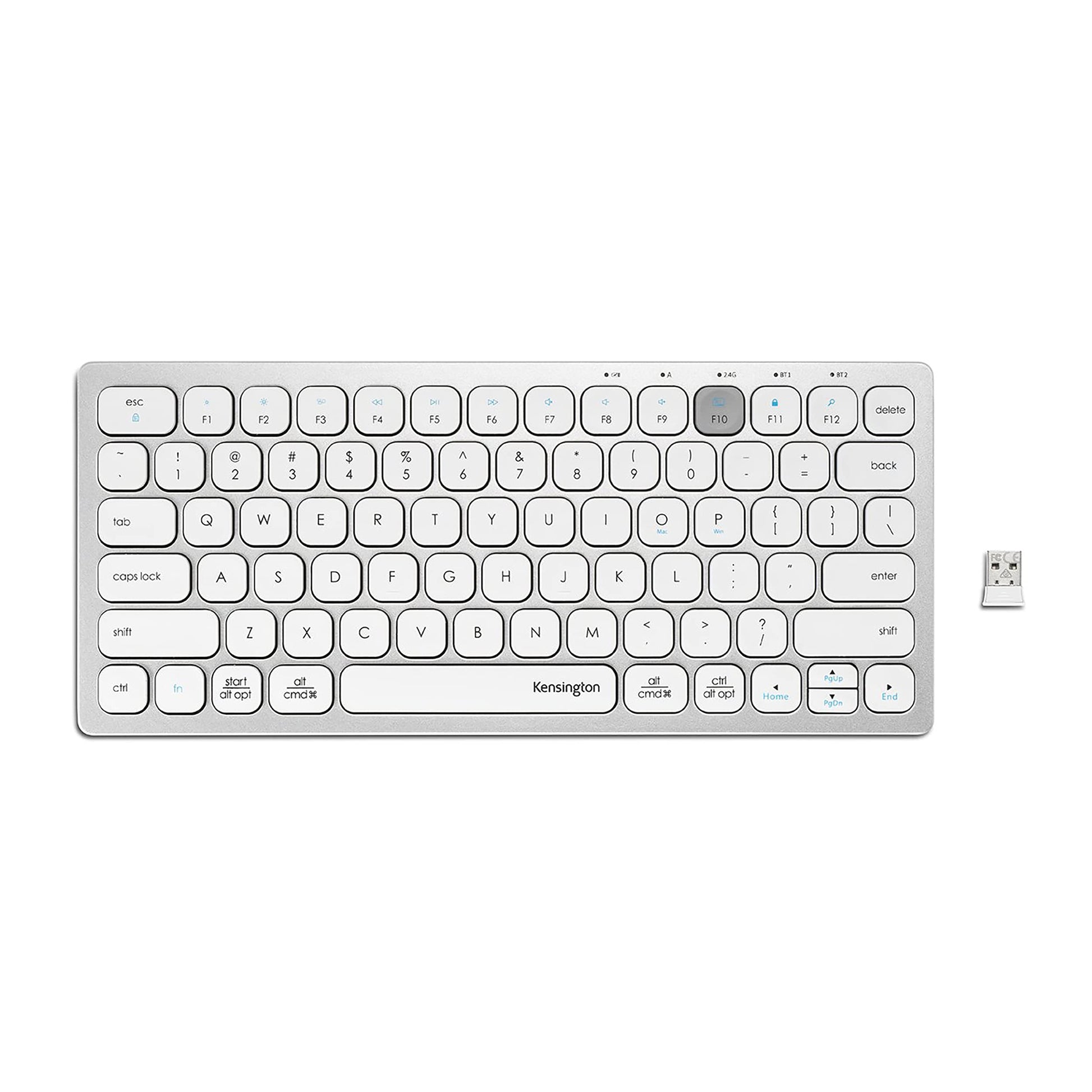 Kensington Kb K75504us Multi-Device Dual Wireless Compacity Keyboard Silver Rtl Kensington