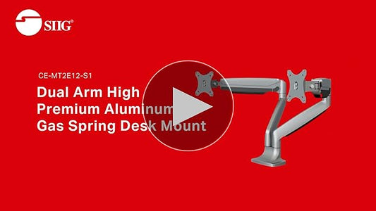 SIIG AC CE-MT2E12-S1 High Premium Aluminum Gas Spring Desk Mount Dual Sliver