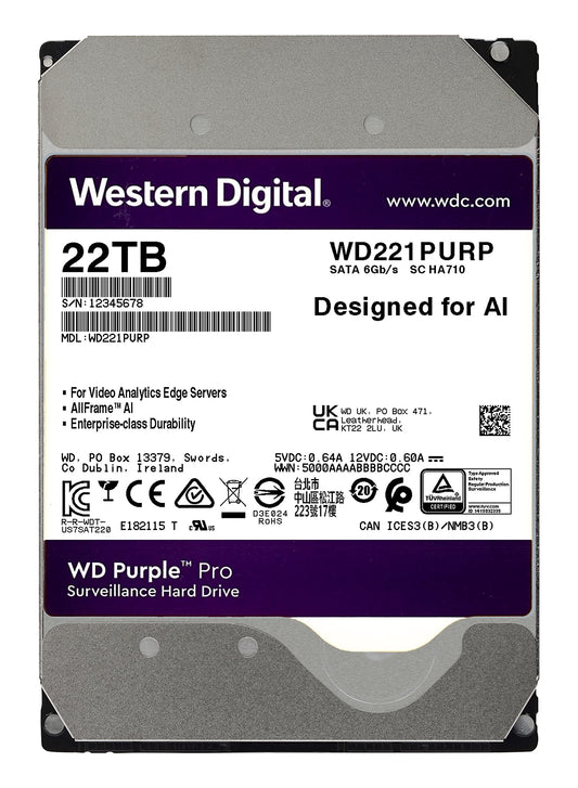 Western Digital HD WD221PURP 22TB 3.5 SATA 512MB AV WD Purple Pro Bulk