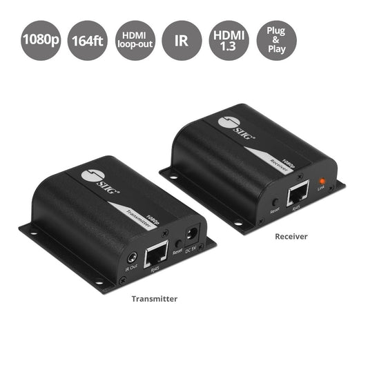 SIIG AC CE-H26011-S1 FullHD HDMI Extender over Cat5e 6 with IR 164ft Brown Box SIIG