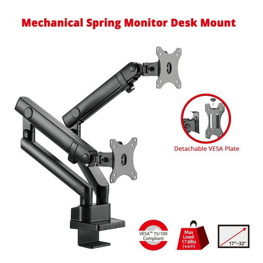 SIIG AC CE-MT2U12-S1 Aluminum Mechanical Spring Slim Monitor Arm Dual Retail