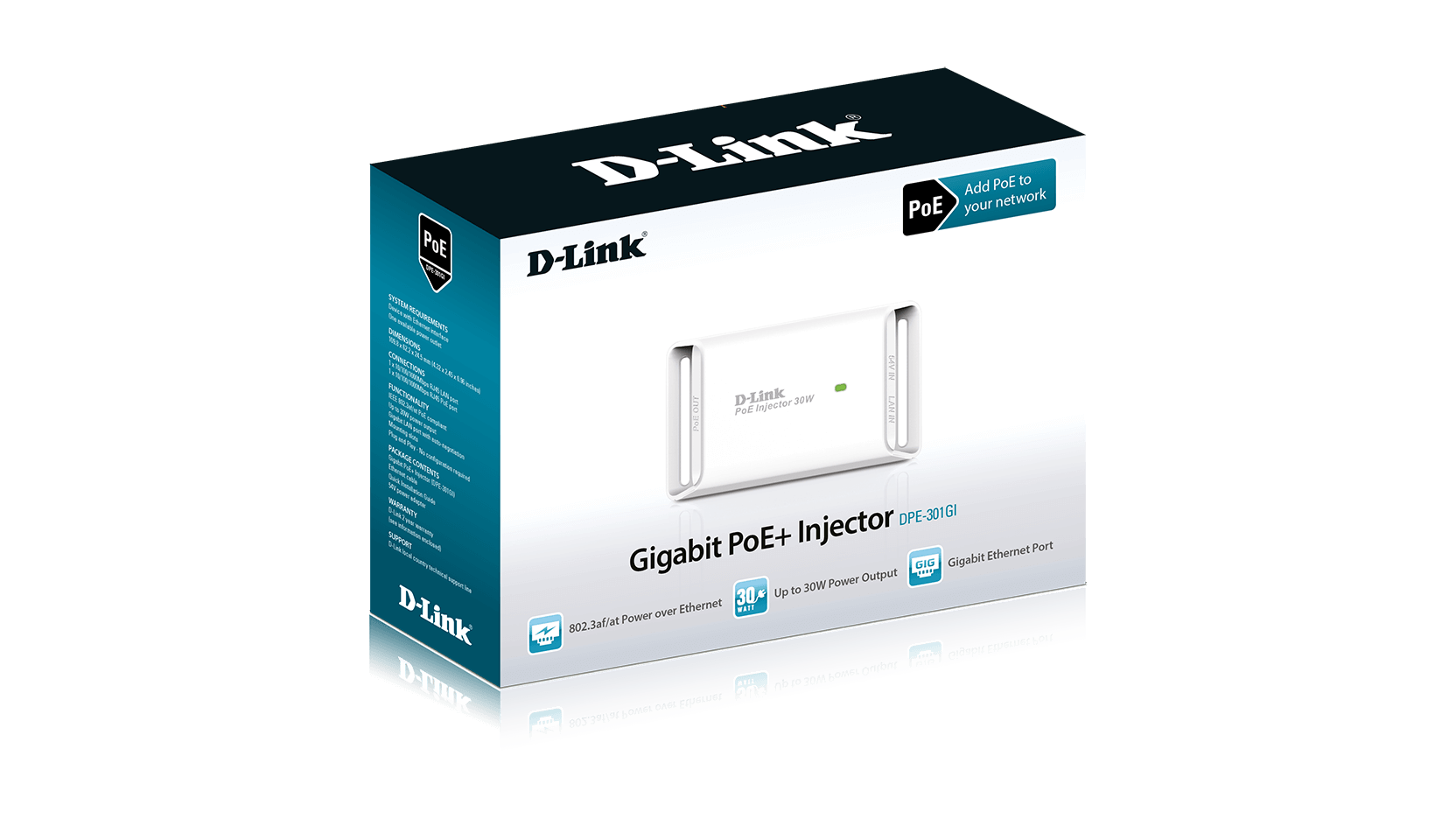 D-Link Accessory DPE-301GI 1Port Gigabit PoE Injector Retail D-Link