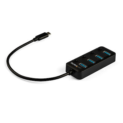 StarTech AC HB30C4AIB 4PT USB-C Hub - 4x USB-A w Individual On Off Switches