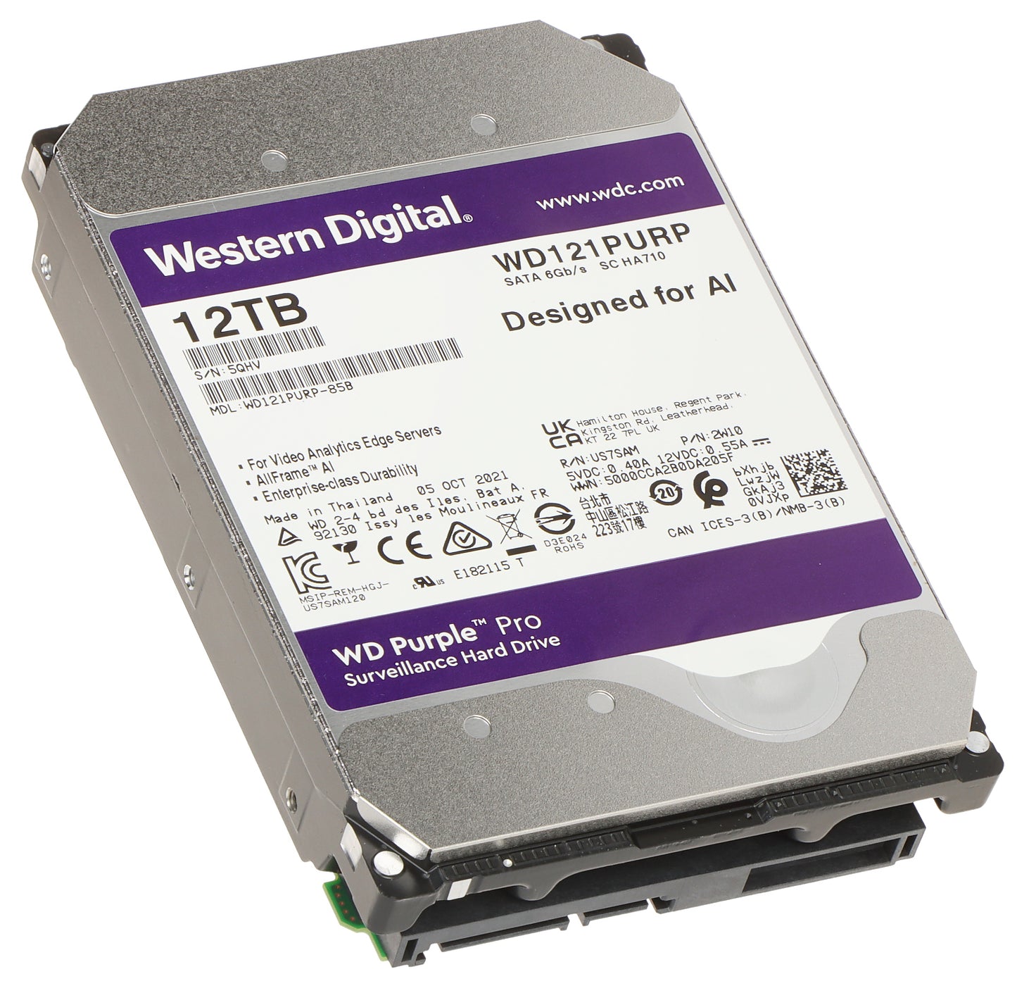 Western Digital HD WD121PURP 12TB 3.5 SATA 256MB AV WD Purple Pro Bulk