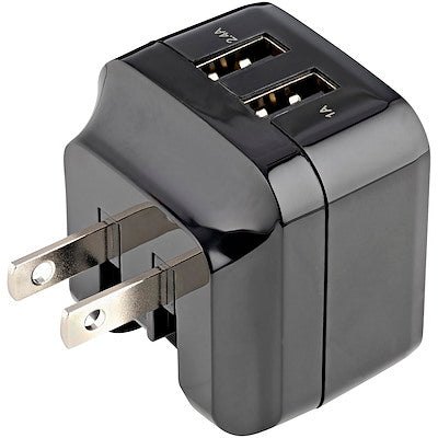 StarTech USB2PACBK Dual Port USB Wall Charger High Power 17W 3.4Amp Retail